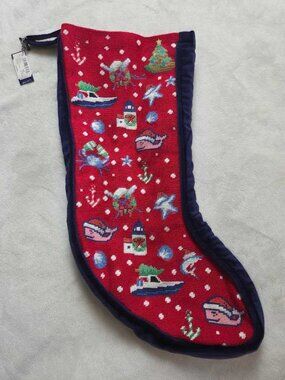 Smathers & Branson x Vineyard Vines needlepoint ocean icon Christmas stocking